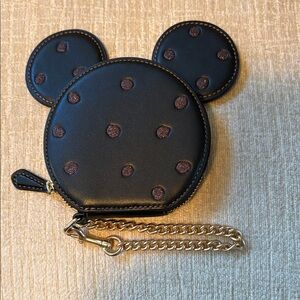Coach Black and Gold Mouse Ear Wristlet